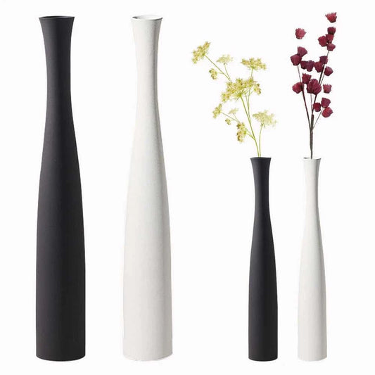 40cm Modern Ceramic Vase White Black Plants Ornaments Minimalist Vase for Living Room Home Office Party Decoration Flower Bottle 14:366#black Vases
