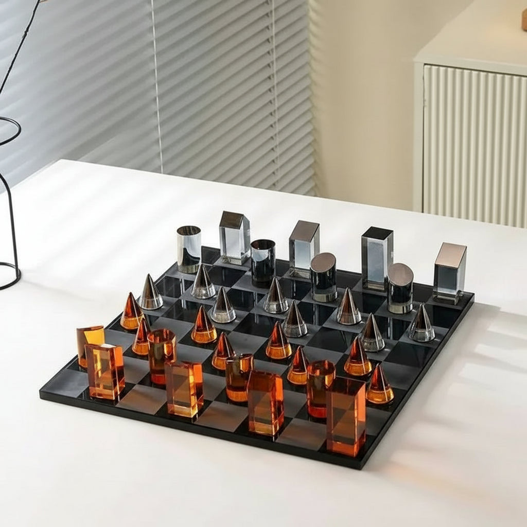 Minimalism Crystal Chess Ornaments Desk Decoration Modern Crafts Creative Geometric Artwork Chess Crafts Room Aesthetic Decor 14:200006151#A sculptures