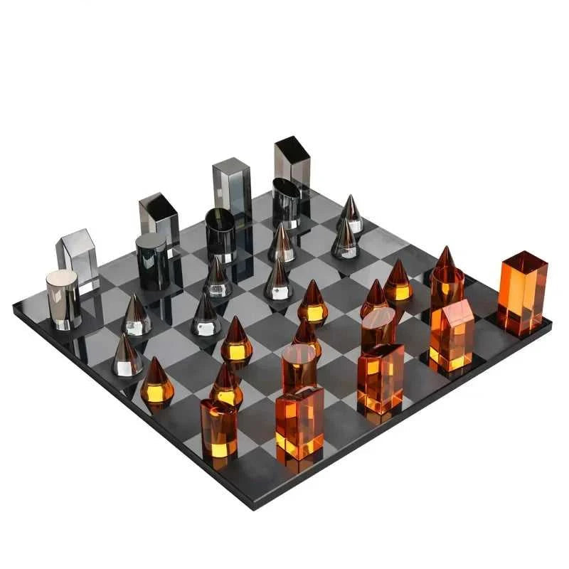 Minimalism Crystal Chess Ornaments Desk Decoration Modern Crafts Creative Geometric Artwork Chess Crafts Room Aesthetic Decor 14:200006151#A sculptures