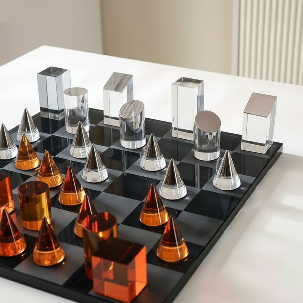 Minimalism Crystal Chess Ornaments Desk Decoration Modern Crafts Creative Geometric Artwork Chess Crafts Room Aesthetic Decor 14:200006151#A sculptures