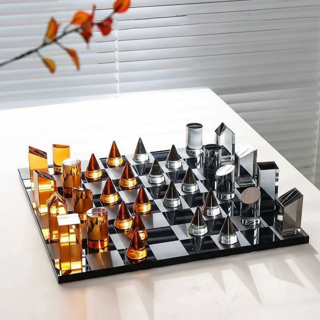 Minimalism Crystal Chess Ornaments Desk Decoration Modern Crafts Creative Geometric Artwork Chess Crafts Room Aesthetic Decor 14:200006151#A sculptures