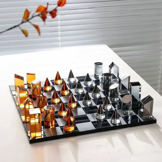 Minimalism Crystal Chess Ornaments Desk Decoration Modern Crafts Creative Geometric Artwork Chess Crafts Room Aesthetic Decor 14:200006151#A sculptures