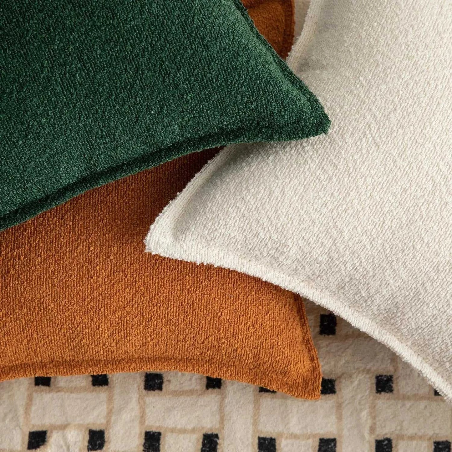 Axis Boucle Cushion Cover - Textured Throw Pillow Case with Edge Detail 14:193#Color 01;5:202139812#1pc 45X45cm Cushion Covers