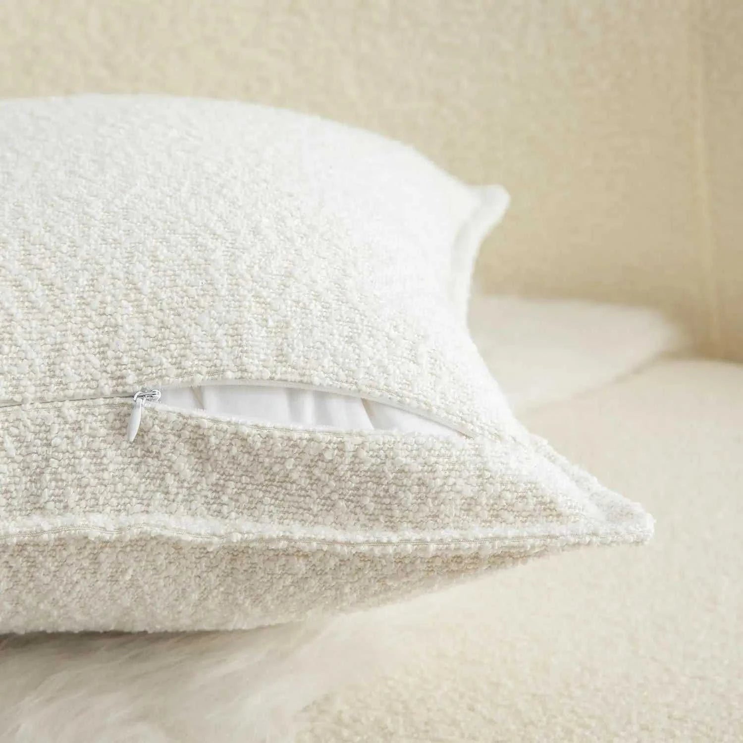 Axis Boucle Cushion Cover - Textured Throw Pillow Case with Edge Detail 14:193#Color 01;5:202139812#1pc 45X45cm Cushion Covers