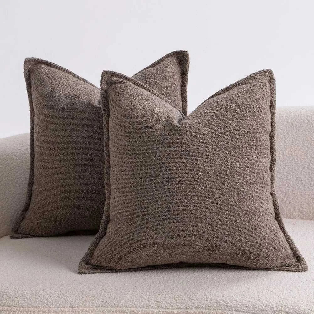 Axis Boucle Cushion Cover - Textured Throw Pillow Case with Edge Detail 14:193#Color 01;5:202139812#1pc 45X45cm Cushion Covers