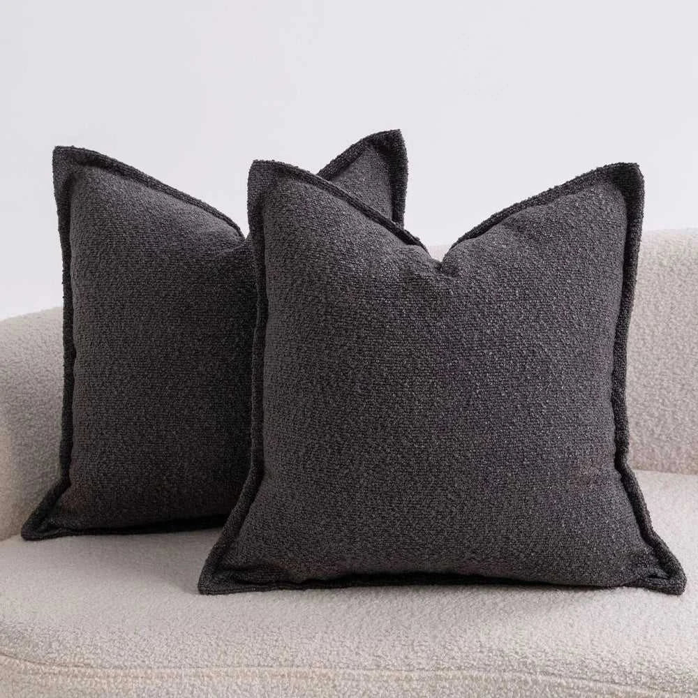 Axis Boucle Cushion Cover - Textured Throw Pillow Case with Edge Detail 14:193#Color 01;5:202139812#1pc 45X45cm Cushion Covers