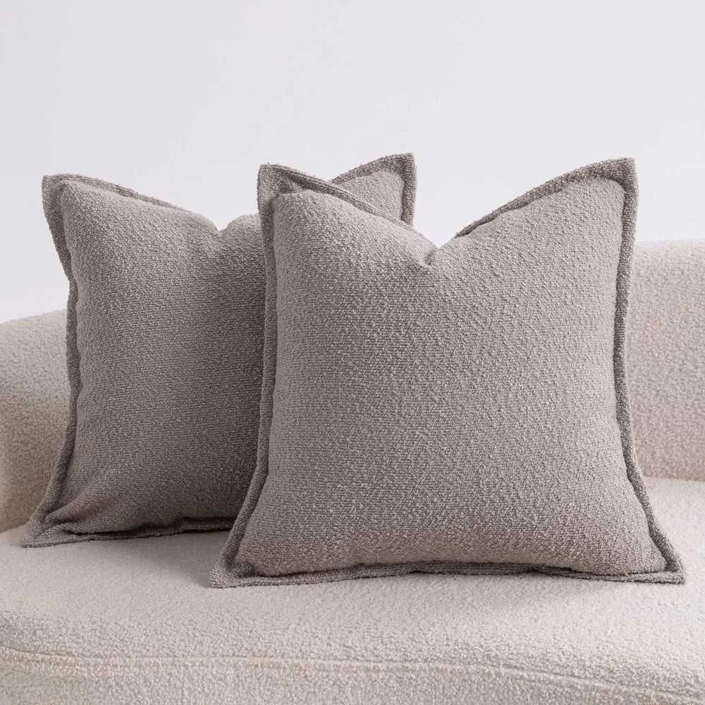 Axis Boucle Cushion Cover - Textured Throw Pillow Case with Edge Detail 14:193#Color 01;5:202139812#1pc 45X45cm Cushion Covers