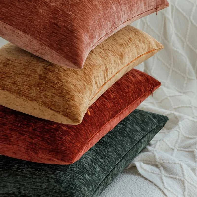 Bliss Chenille Pillow Cover 30x50cm - Soft Decorative Cushion Case for Sofa & Bedroom 14:29#Wine Red;5:202949817#30x50cm Cushion Covers