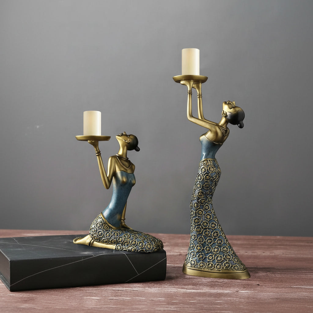 Nordic home decoration Gold candle holder Living Room ornament Home resin candelabra wedding centerpiece Gift 14:29#20x15x25cm sculptures