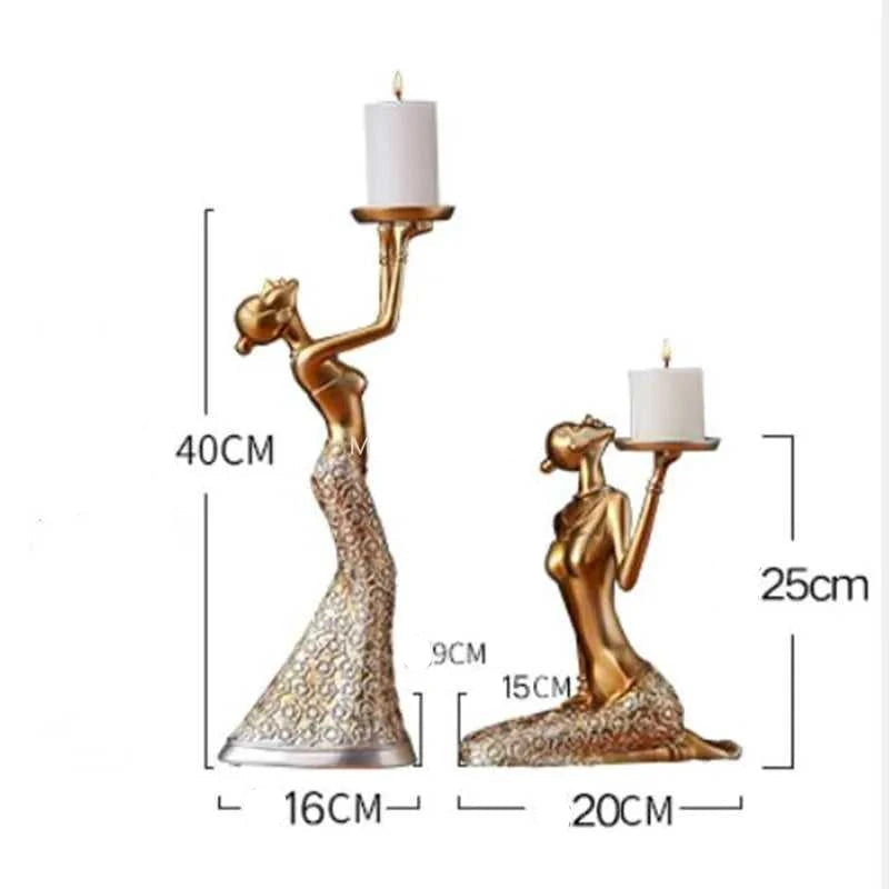 Nordic home decoration Gold candle holder Living Room ornament Home resin candelabra wedding centerpiece Gift 14:29#20x15x25cm sculptures