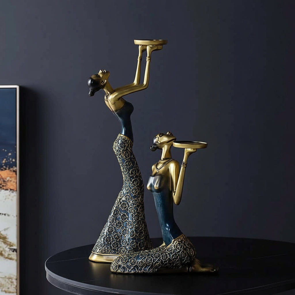 Nordic home decoration Gold candle holder Living Room ornament Home resin candelabra wedding centerpiece Gift 14:29#20x15x25cm sculptures