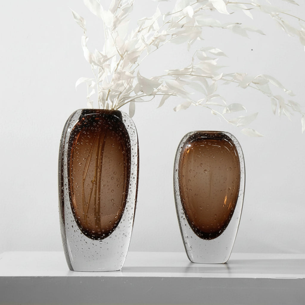 Double-layer Bubble Glass Vase Hydroponics Plant Pots Table Decoration Flower Arrangement Floral Vases Room Aesthetic Decor 14:366#L Vases