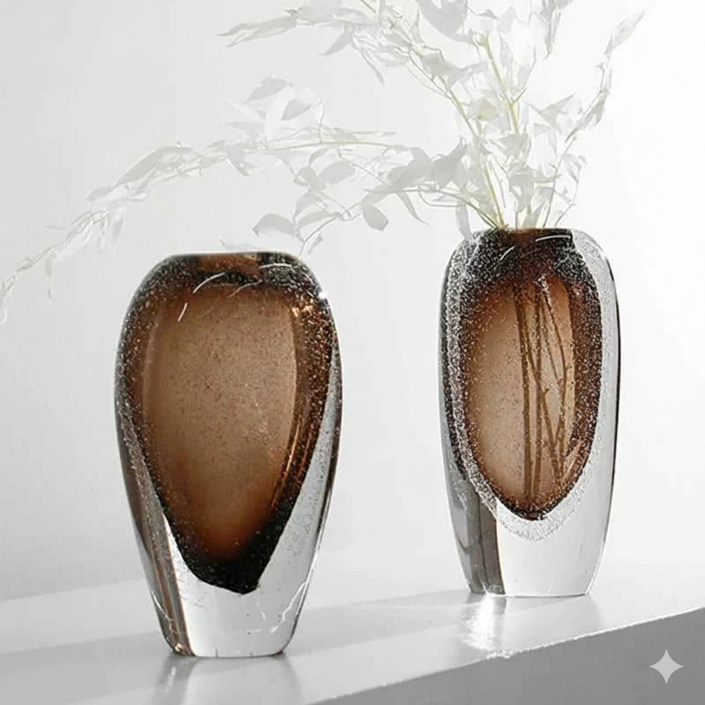 Double-layer Bubble Glass Vase Hydroponics Plant Pots Table Decoration Flower Arrangement Floral Vases Room Aesthetic Decor 14:366#L Vases