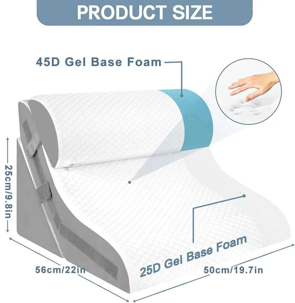 3Pcs/set Wedge Pillow for Sleeping Adjustable Folding Triangle Pillow for Snoring and After Surgery Back Pain Relief Acid Reflux 14:29#Grey and White luxury bedding