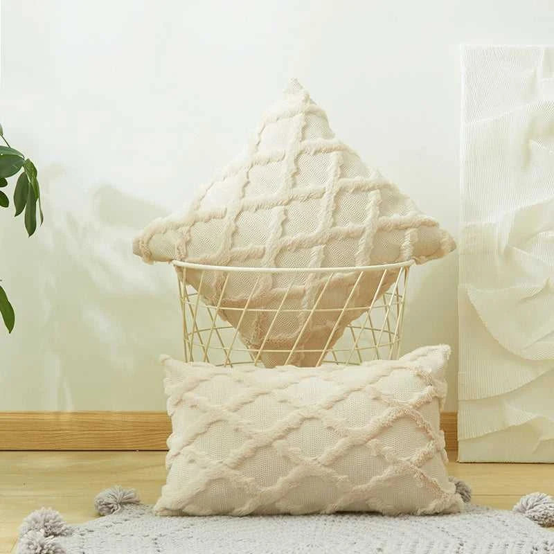 Camari Textured Rattan Throw Pillow Cover - Plush Solid Color Decorative Cushion Case 14:496#brown;5:202949817 Cushion Covers