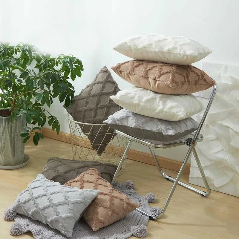 Camari Textured Rattan Throw Pillow Cover - Plush Solid Color Decorative Cushion Case 14:496#brown;5:202949817 Cushion Covers