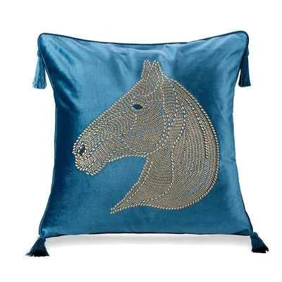 Nordic Europe luxury Cushion cover hot drilling horse cushion pillow cover With tassel velvet home car living room sofa Decor 14:365458#Design 7 rose;5:201298984#45 X 45CM Cushion Covers