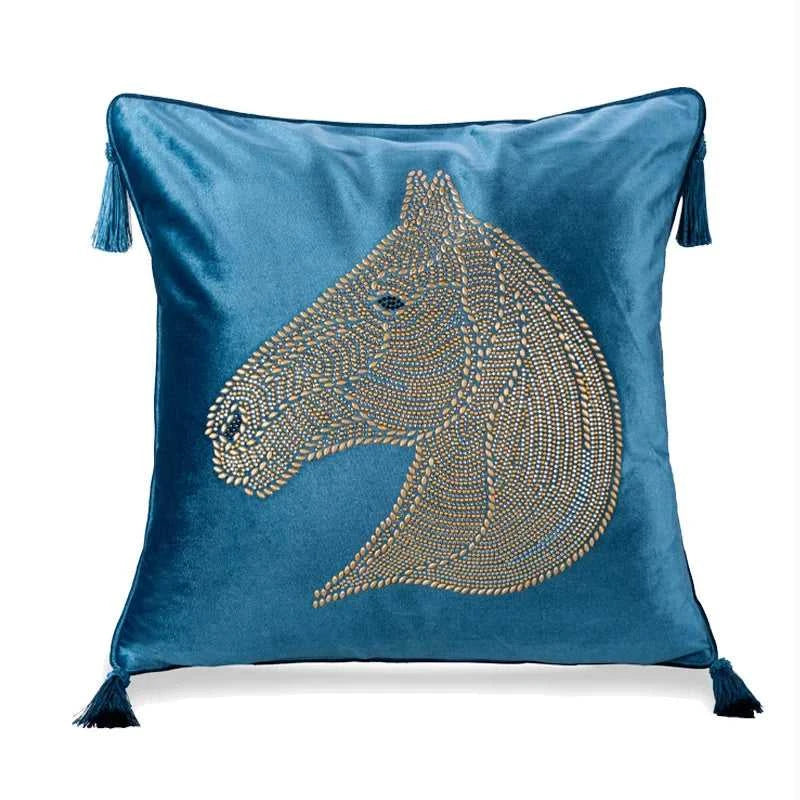 Nordic Europe luxury Cushion cover hot drilling horse cushion pillow cover With tassel velvet home car living room sofa Decor 14:365458#Design 7 rose;5:201298984#45 X 45CM Cushion Covers