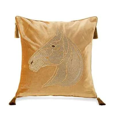 Nordic Europe luxury Cushion cover hot drilling horse cushion pillow cover With tassel velvet home car living room sofa Decor 14:365458#Design 7 rose;5:201298984#45 X 45CM Cushion Covers
