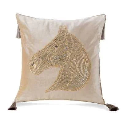 Nordic Europe luxury Cushion cover hot drilling horse cushion pillow cover With tassel velvet home car living room sofa Decor 14:365458#Design 7 rose;5:201298984#45 X 45CM Cushion Covers