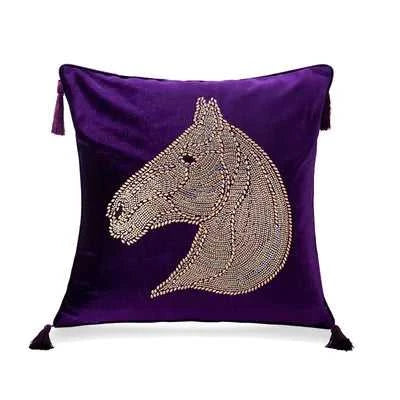 Nordic Europe luxury Cushion cover hot drilling horse cushion pillow cover With tassel velvet home car living room sofa Decor 14:365458#Design 7 rose;5:201298984#45 X 45CM Cushion Covers