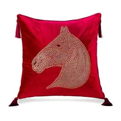Nordic Europe luxury Cushion cover hot drilling horse cushion pillow cover With tassel velvet home car living room sofa Decor 14:365458#Design 7 rose;5:201298984#45 X 45CM Cushion Covers
