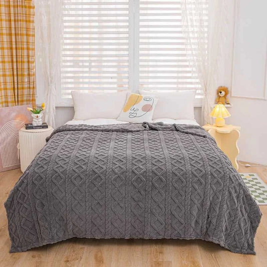 Cora Double-Sided Flannel Velvet Blanket - Diamond Pattern Luxury Throw 14:496#Purple;5:596#39.37inX59.06in Blankets & Throws