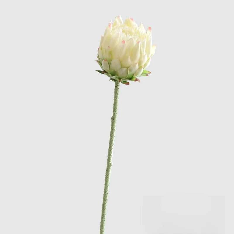 Moso Artificial King Protea 25 Inch - Faux Flower for Wedding & Home Decor 14:193#white powder Artificial Flowers