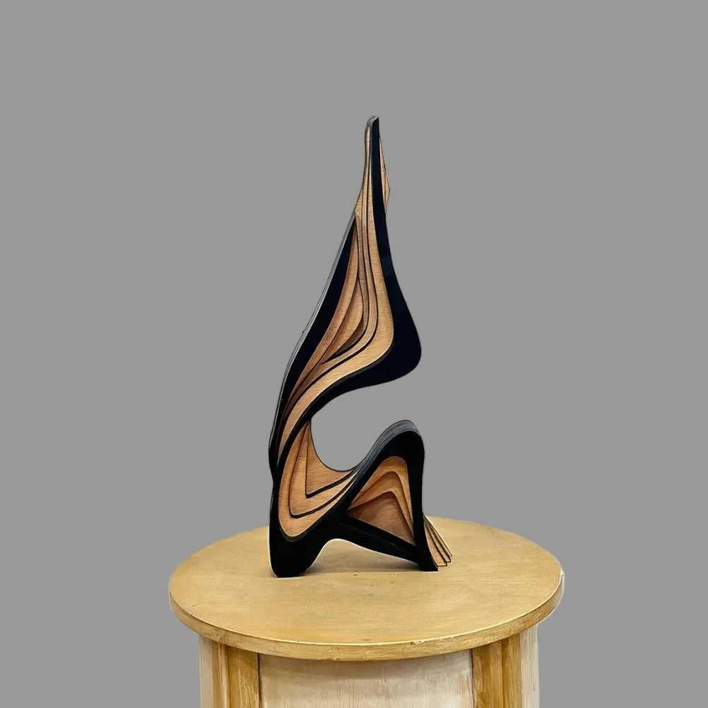 Crista Abstract Wooden Sculpture - Minimalist Desktop Decor 14:200006151#30cm Decorative Sculpture