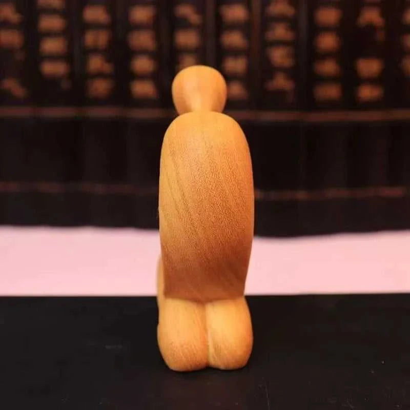 Cuddie Wood Carving Love Kiss Sculpture - Abstract Couple Figurine Gift 14:200006153#1 Decorative Sculpture