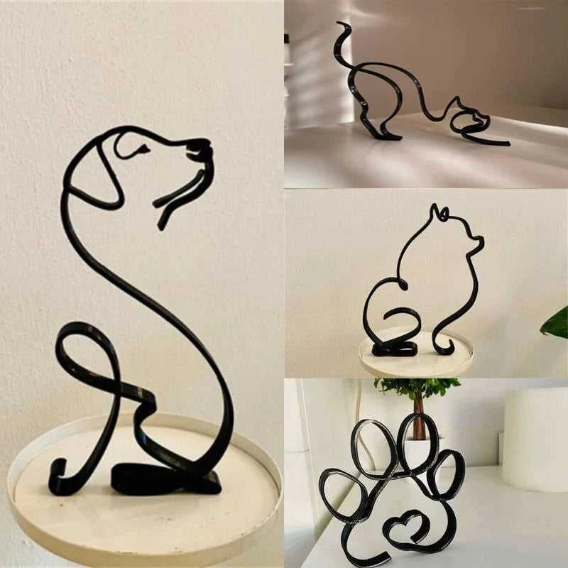 Dier Abstract Metal Dog Sculpture - Minimalist Iron Figurine for Desk & Home Decor 14:200006152#A01 Decorative Sculpture