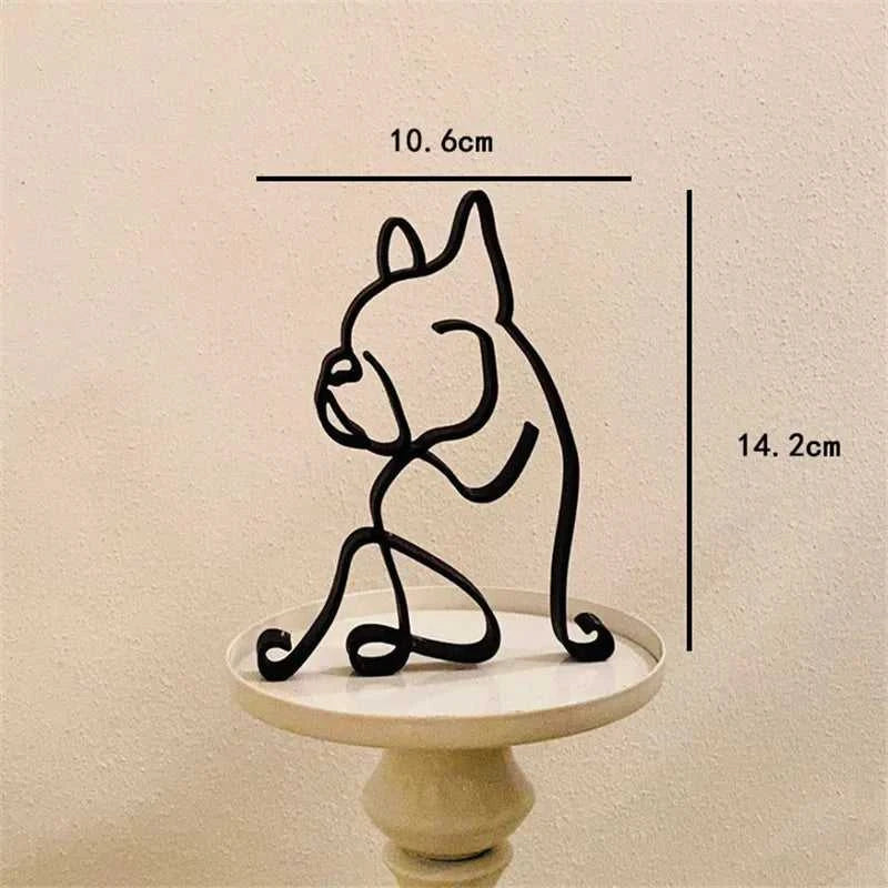 Dier Abstract Metal Dog Sculpture - Minimalist Iron Figurine for Desk & Home Decor 14:200006152#A01 Decorative Sculpture