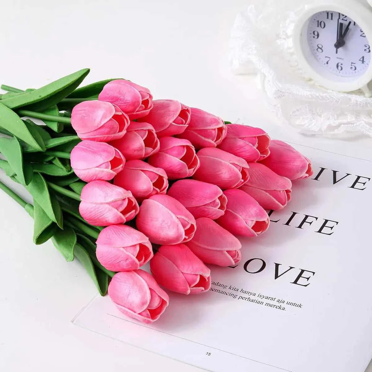 Felicia Artificial Tulips - 10 Realistic Touch Flowers for Home & Wedding Decor 14:29#1;5:361386#10pcs Artificial Flowers