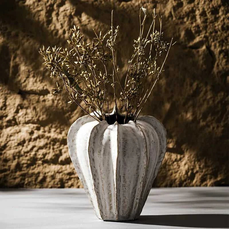 Gemma Geometric Ceramic Bud Vase - Boho Dried Flower Vase for Home Decor 14:29#A Vases