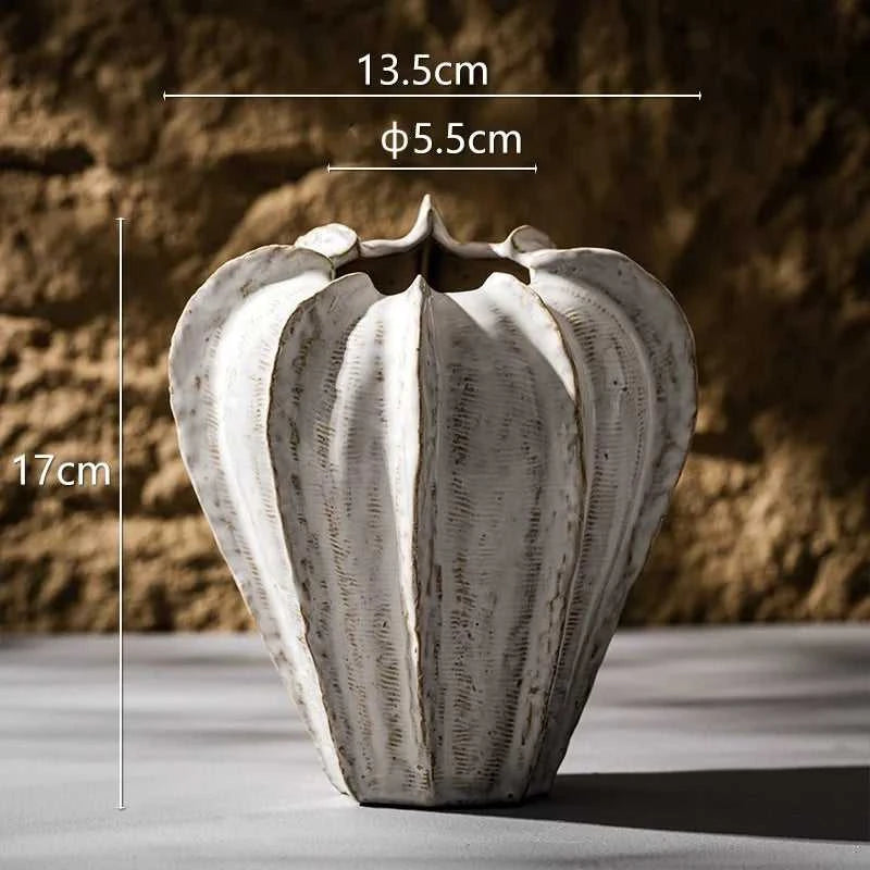 Gemma Geometric Ceramic Bud Vase - Boho Dried Flower Vase for Home Decor 14:29#A Vases