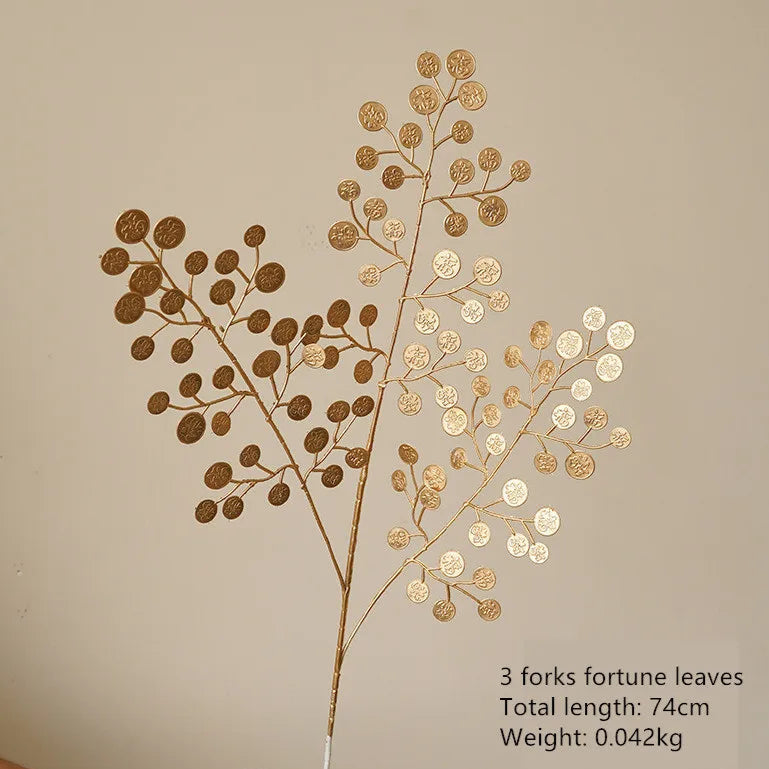 Golden 3 forks fortune artificial flower bouquet for home decor and events