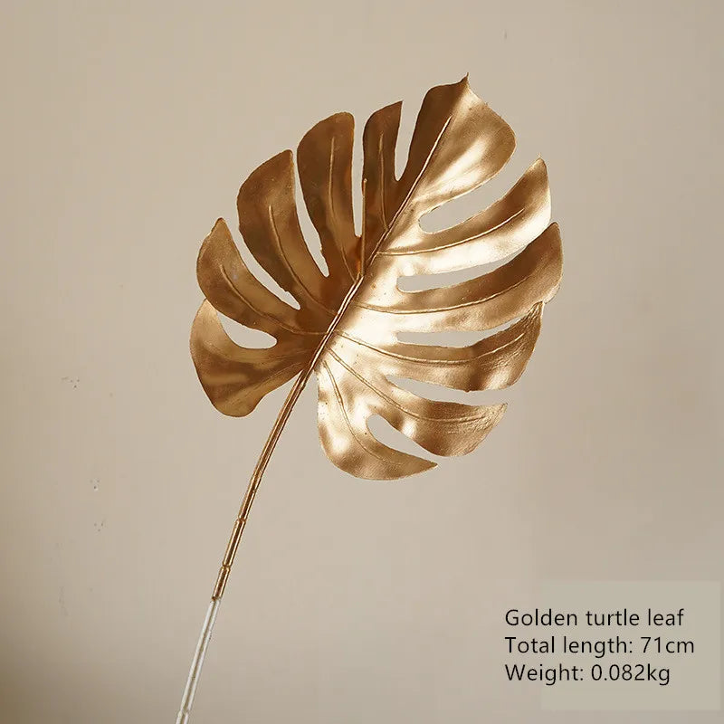 Artificial golden rose with turtle leaves wedding and home decoration