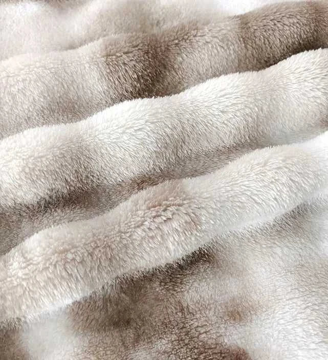 Gloria Faux Rabbit Fur Throw Blanket - Ultra-Soft Tie-Dye Plush for Sofa & Bed 14:366#Shallow Cafe;5:200011731#200x230cmswce Blankets & Throws