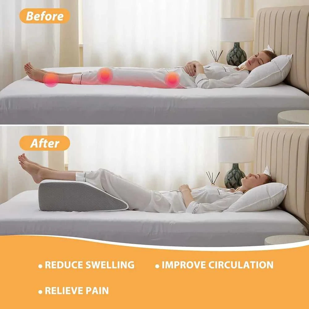 Leg Pillow, 8inch Leg Elevating Pillow for Legs,Rest, Sleeping,Leg Wedge Pillow for Side Sleeping, Memory Foam Leg Wedge Pillow 14:193#White-Gray;200007763:201336100 luxury bedding