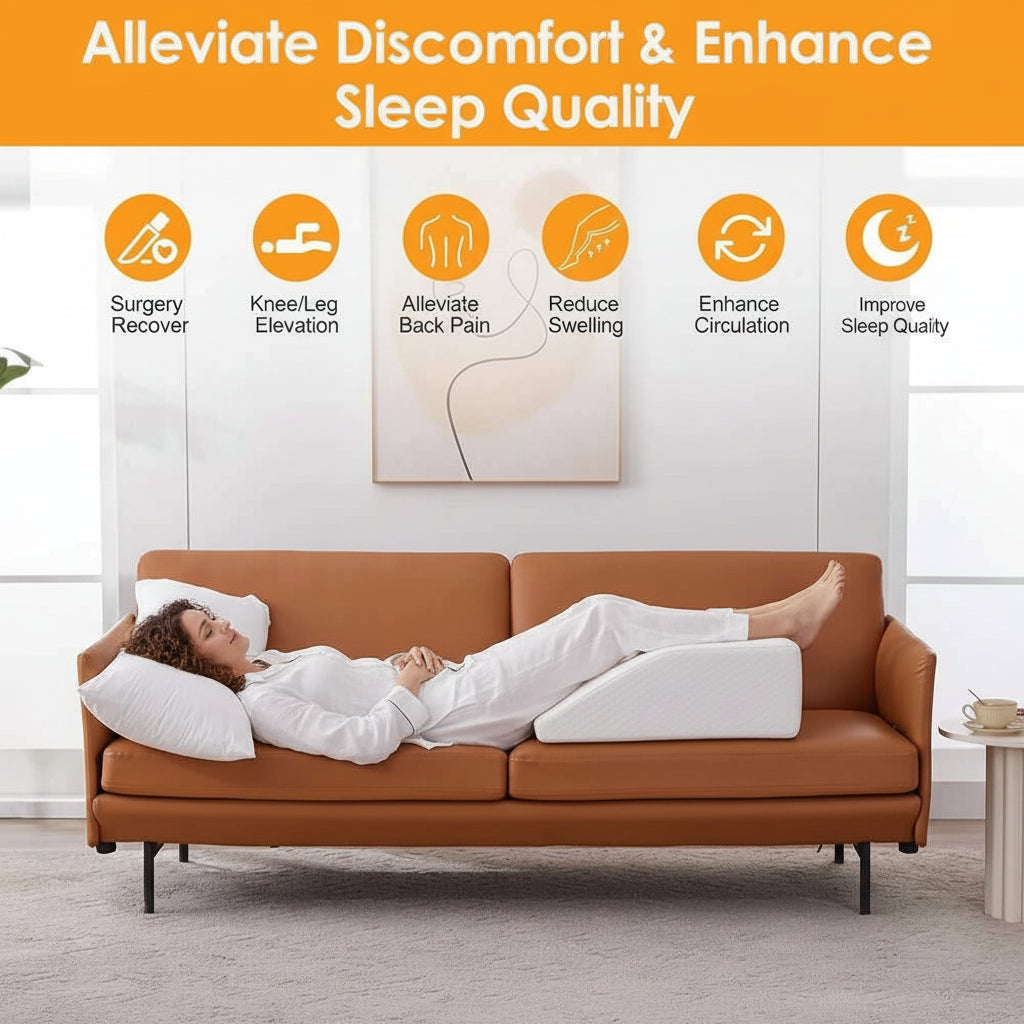 Leg Pillow, 8inch Leg Elevating Pillow for Legs,Rest, Sleeping,Leg Wedge Pillow for Side Sleeping, Memory Foam Leg Wedge Pillow 14:193#White-Gray;200007763:201336100 luxury bedding