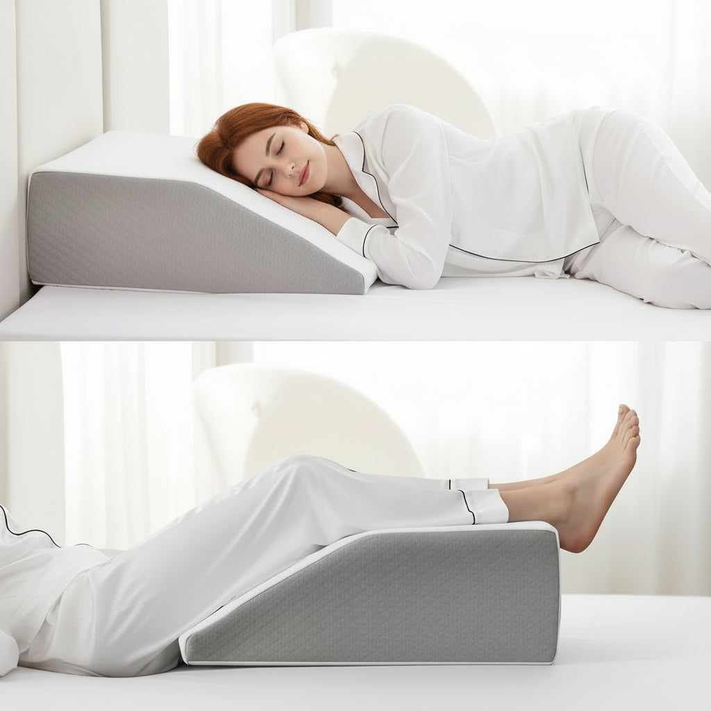 Leg Pillow, 8inch Leg Elevating Pillow for Legs,Rest, Sleeping,Leg Wedge Pillow for Side Sleeping, Memory Foam Leg Wedge Pillow 14:193#White-Gray;200007763:201336100 luxury bedding