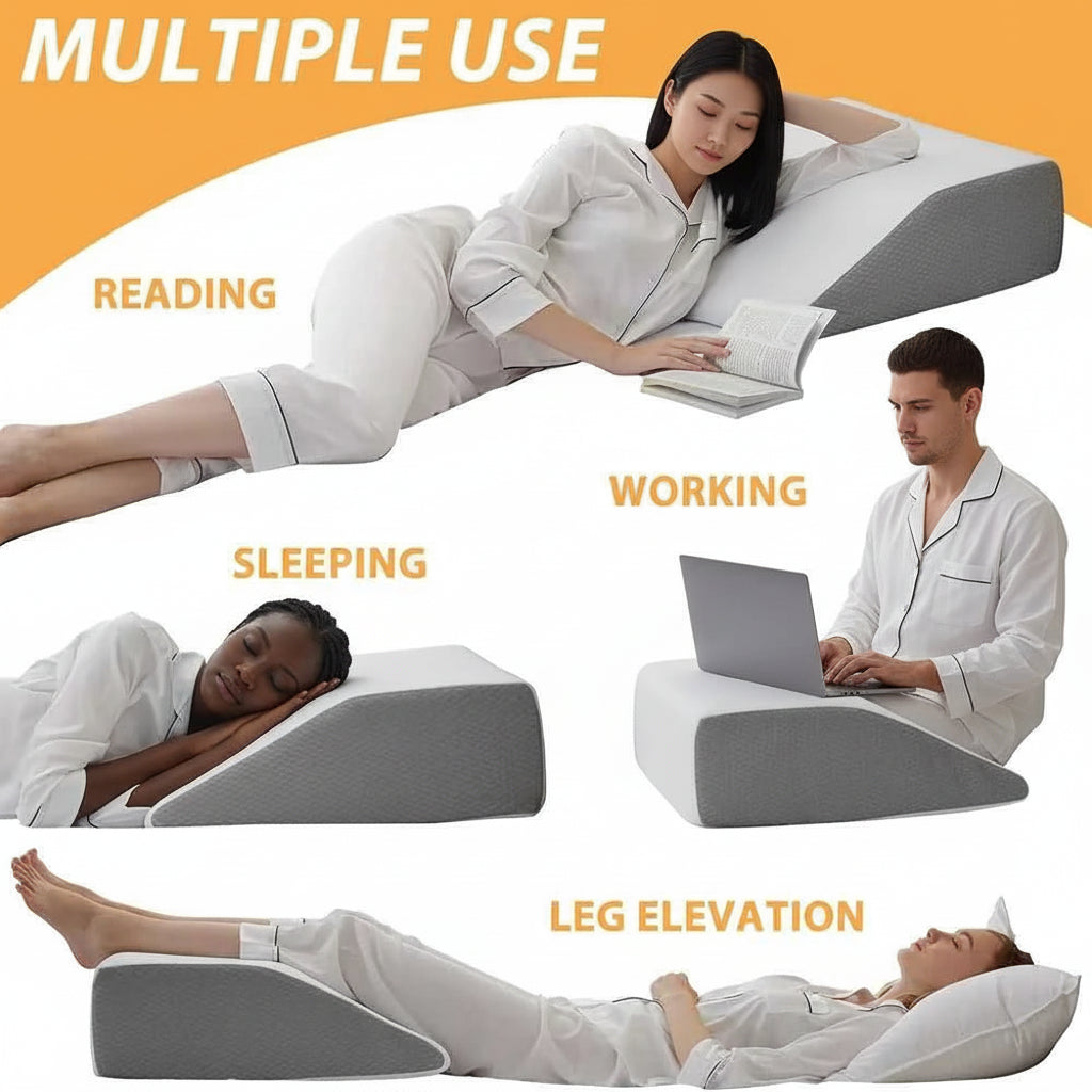 Leg Pillow, 8inch Leg Elevating Pillow for Legs,Rest, Sleeping,Leg Wedge Pillow for Side Sleeping, Memory Foam Leg Wedge Pillow 14:193#White-Gray;200007763:201336100 luxury bedding