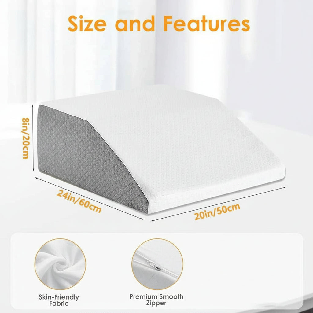 Leg Pillow, 8inch Leg Elevating Pillow for Legs,Rest, Sleeping,Leg Wedge Pillow for Side Sleeping, Memory Foam Leg Wedge Pillow 14:193#White-Gray;200007763:201336100 luxury bedding