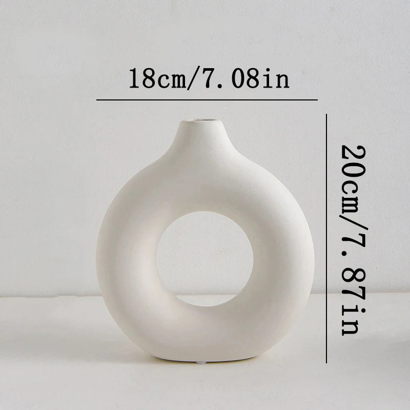 Havana Nordic large white plastic vase detail view - hollow circular pattern texture