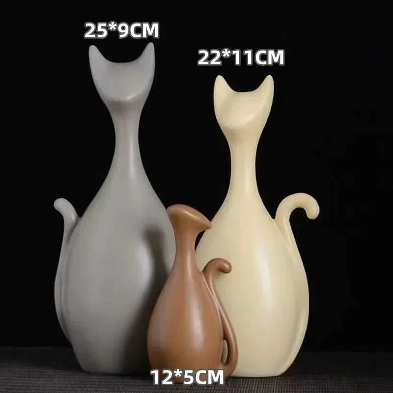 Nordic Ceramic Animals Ornaments Porcelain Ins Style Decorations Home Cabinet Crafts Elephant Cat Deer Rabbit Snail Miniatures 14:350686#Elephants Family sculptures