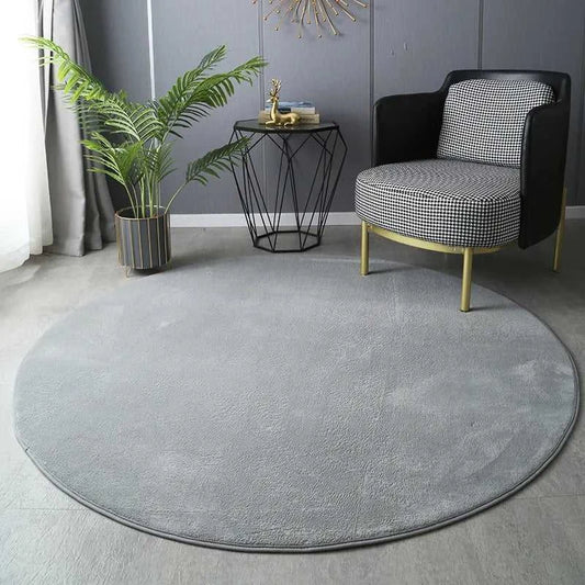 Hexie Round Coral Velvet Carpet - Thickened Soft Bedroom Rug 14:200002984#Coffee;5:89454522#60x60cm Rugs