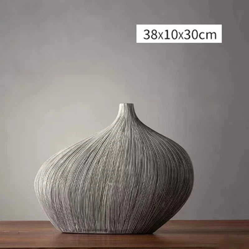 Kanso Zen Vase - Premium Ceramic Flower Vase for Living Room Decor 14:200002984#A decorative vase