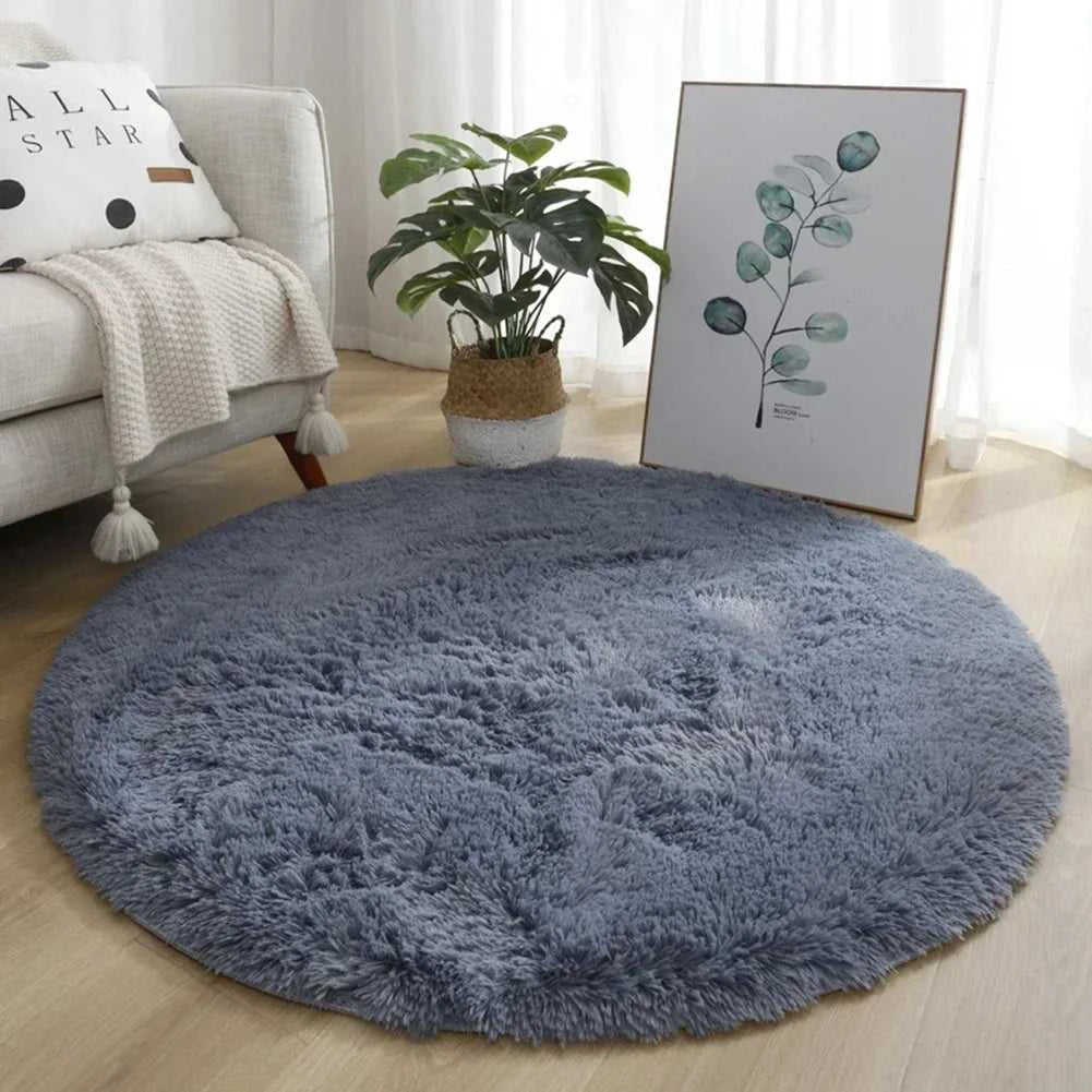 Kiddle Bubble Kiss Round Plush Rug 40cm - Soft Thick Pile Carpet 14:200002984#Purple 40cm;200007763:201336100 Rugs