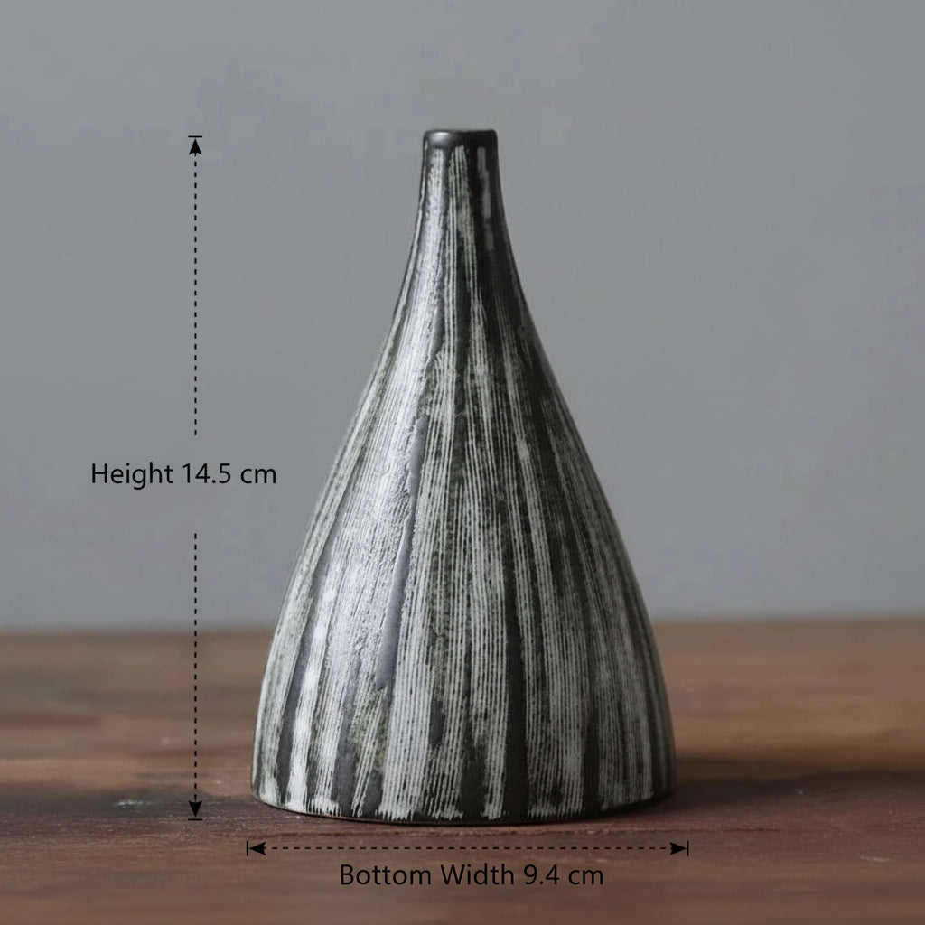 Ceramic vase new Chinese Zen vertical stripe handmade flower creative living room hotel decorative arts and crafts 14:29#large 22X8.8CM Vases