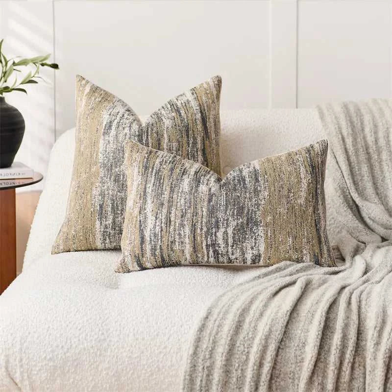 INS Style Jacquard Cushion Covers Chenille Striped Textured Pillow Case for Home Couch Bed Living Room Decor 14:193#Black;5:201298988#1pc 30X50cm Cushion Covers